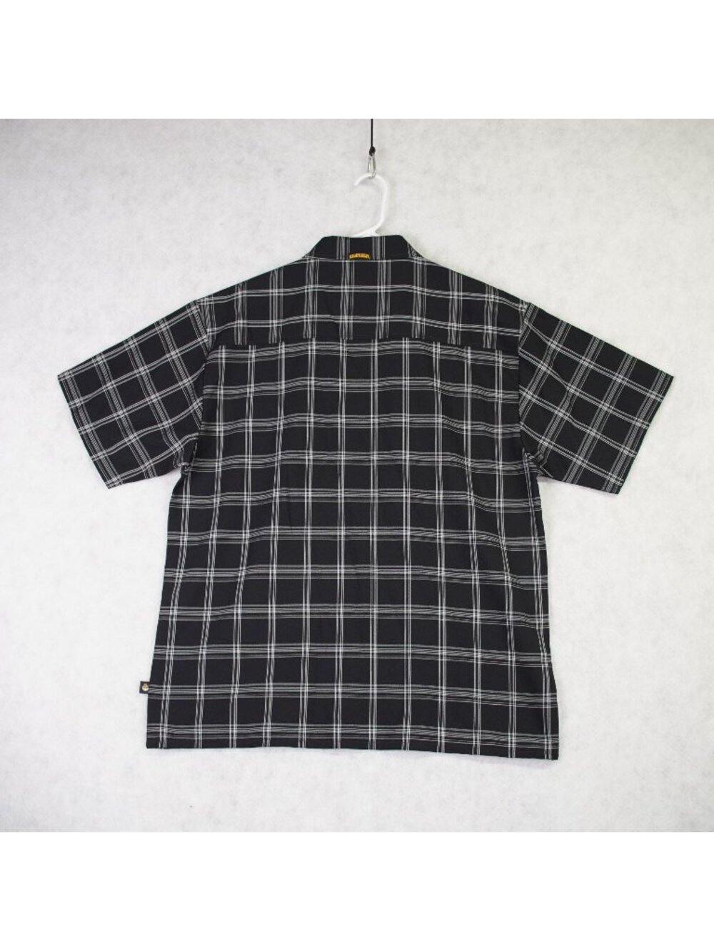 Lowrider Short Sleeve Button Up Shirt Mens X-Large Black Plaid Casual Polyester